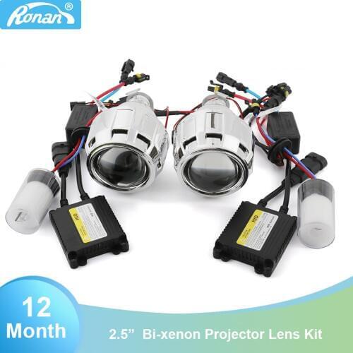 RONAN 2.5"Bi-xenon Ultimate Projector Lens auto motorcycle headlight Xenon kit CNlight H1 Car styling H4 H7 adapter base