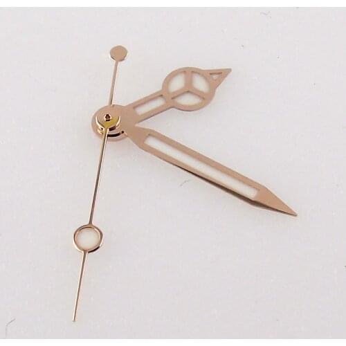 Watch Hands Rose Gold Edge White Watch Hands Luminous for NH35 Movement