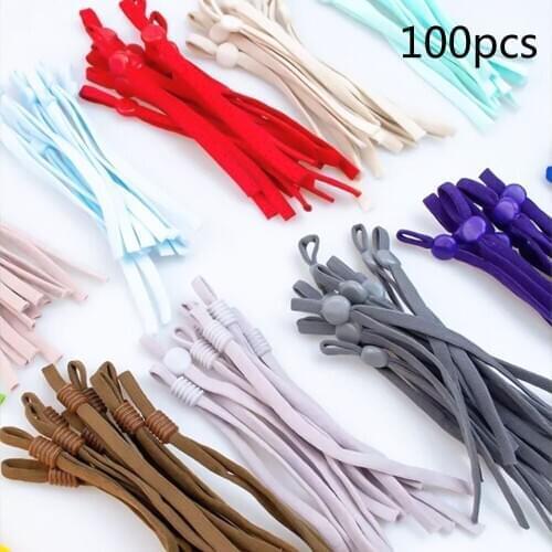 100Pcs Mask Elastic Rope Adjustable Elastic Buckle Band Cord Stretch String For DIY Mask Accessory Sewing Stretch Rope