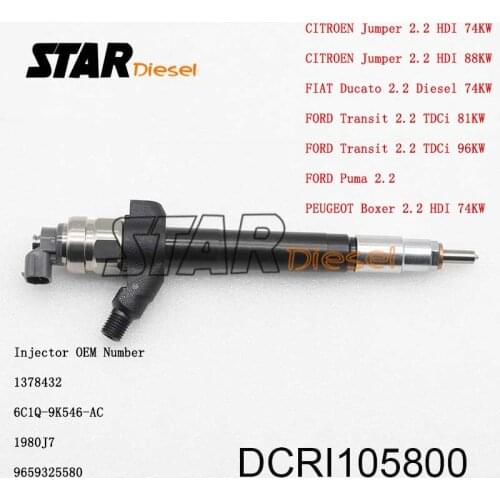 DCRI105800 Genuine And Original New Common Rail Fuel Injector 6C1Q-9K546-AC Nozzle 1378432 for CITROEN,FIAT ,FORD,PEUGEOT