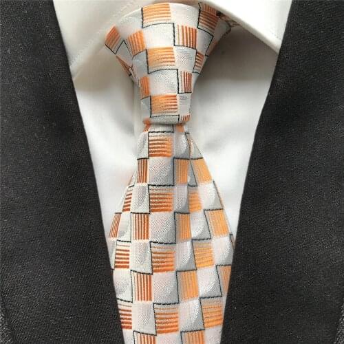 10 cm Width New Design Mens Ties Jacquard Woven Neck Tie Unique Geometric Plaids Neckties for Men