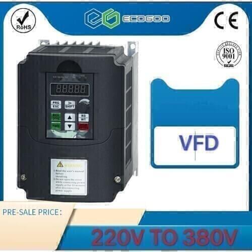 VFD Inverter 4KW 5.5KW 7.5KW 220V in and 380V out single phase 220V household electric input and Real Three-phase 380V output
