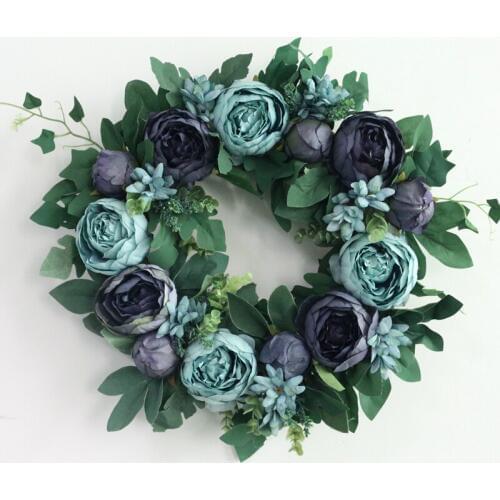 JAROWN Artificial 40cm Door Wreath Simulation Silk Peony Flowers Garland For Wedding Party Decorations Home Office Decor Flores