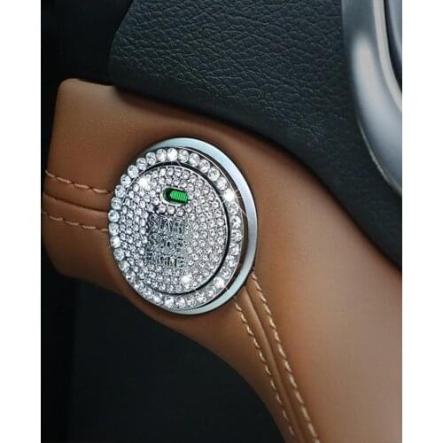 Car Start Switch Button Ring Crystal Sticker Bling Diamond Ring Decor Auto Ignition Device Interior Decoration Accessories