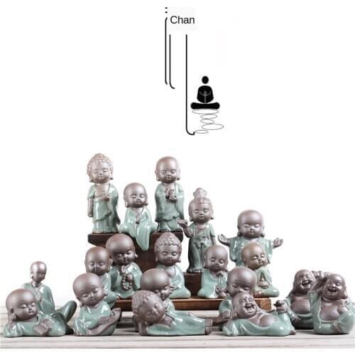 Small Monk Flower Pot Chinese-Style Ceramic Ornament Tea Ornaments Tea Set Kung Fu Tea Pet Mini Tea Set Tea Pet Tea Decoration