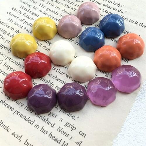 Min order 100pcs/lot color print geometry Water ripple irregular rounds flatback beads diy jewelry earring/garment accessory