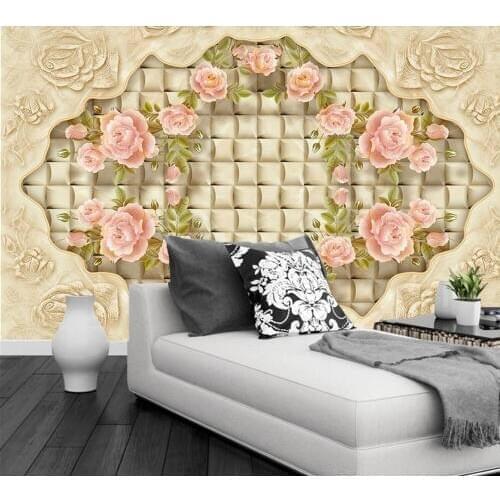Papel de parede Marble relief European flower wallpaper,living room bedroom TV sofa wall kitchen restaurant cafe wallpaper mural