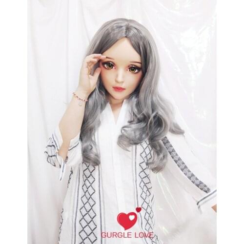 NEW-176) Female Resin Silica Dance Party Masks Halloween BJD Girl Doll Crossdresser Japan Kigurumi Anime Cosplay Mask with Wig
