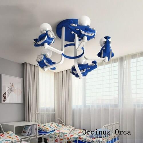 New Cartoon Creative Helicopter ceiling lamp Boys'Bedroom Childrens Room Lighting Color led Aircraft ceiling lamp free shipping