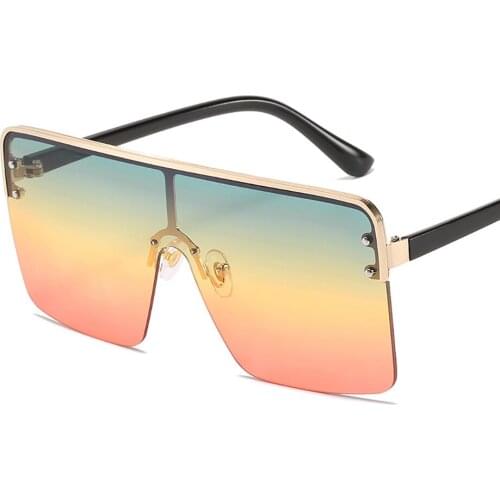 Vintage Luxury Oversized Shades Women Sunglasses Fashion Square Glasses Big Frame Mirror Vintage Retro Glasses Female Eyewear