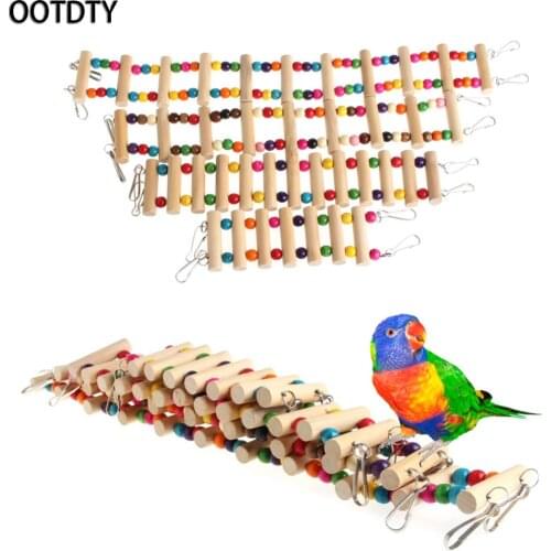OOTDTY Birds Swing Wooden Bridge Ladder Climb Cockatiel Parakeet Budgie Parrot Pet Toy
