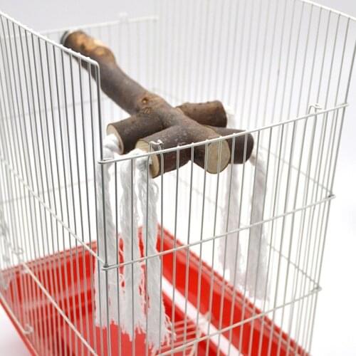 Parrot Wooden Perch Protective T Shaped Bird Perch Branch Parrot Toy with Rope Parrot Stand Toy Cage Decor Toy Chewing Toys