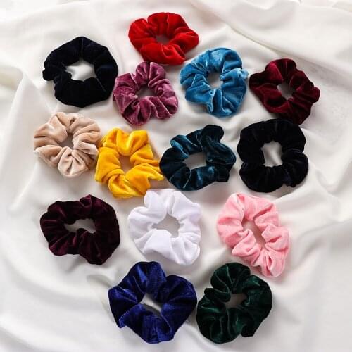 Vintage Velvet Scrunchie Hairband Elastic Hair Ties For Women Girls Rubber Bands Hair Accessories Ponytail Holder Hair Ring Rope