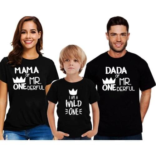 1PC Mom Dad of Mr Onederful shirts first Mom and Dad tops Mama of the Wild One Parents of Mr Onederful outfits