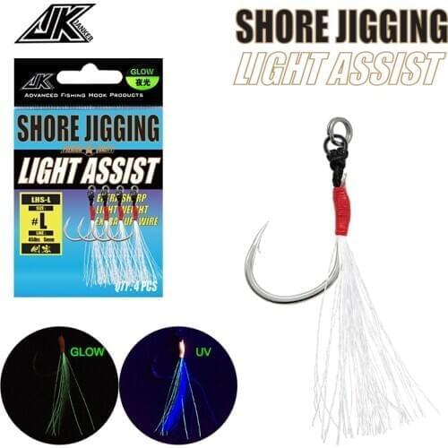 JK Fishing New LHS Extra Tuff Line Single Auxiliary Hook Bright Luminous Wire And Extra Tuff Wire Hook Fishing Supplies