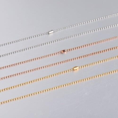 Stainless Steel Bead Ball Chain Necklace For Jewelry Making 1.5mm Metal Ball Chains Rosegold/Gold/Silver Color 50/60cm 10pcs
