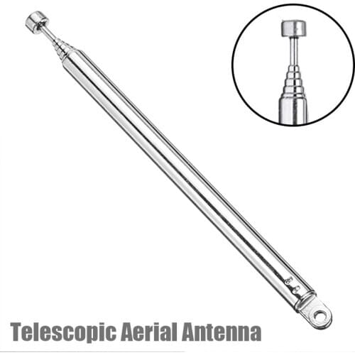 Male Plug with Adapter for Table Top Radio Stereo Receiver 7 Section Replacement Telescopic Aerial Antenna TV Radio DAB AM/FM