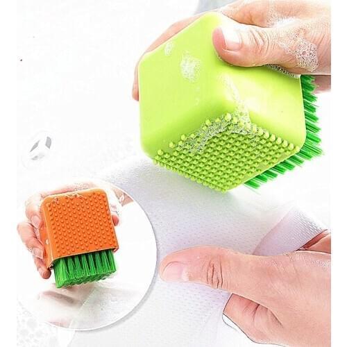 Silicone Laundry Brush With Soft Hair Cleaning Double Side Washing Cloth Household Kitchen Dishwashing Tools Brush Handheld