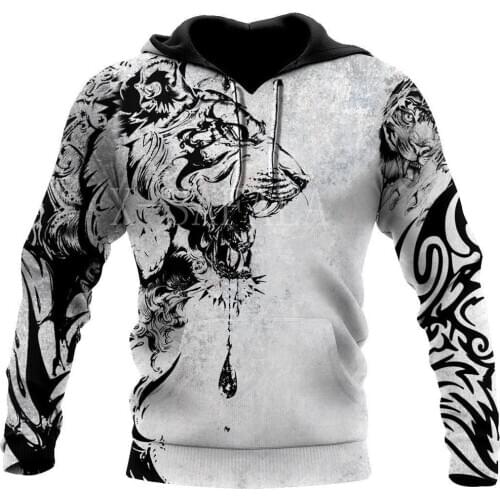 Power Tiger Tattoo 3D All Over Print Plus Size Hoodie Man Women Harajuku Outwear Zipper Pullover Sweatshirt Casual Unisex Jacket