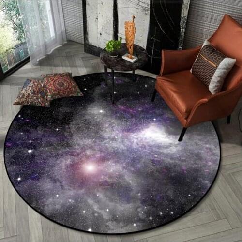 3D Gorgeous Starry Universe Round Area Rugs Living Room Children Chair Tent Non-slip Floor Mat Bedroom Kids Play Game Carpets