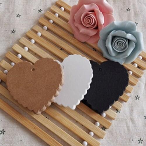 New 5.8*5.5cm Heart Shaped White Black Brown Kraft Paper Tags Gardening Labels DIY Wedding Note Blank Craft Gift Tag
