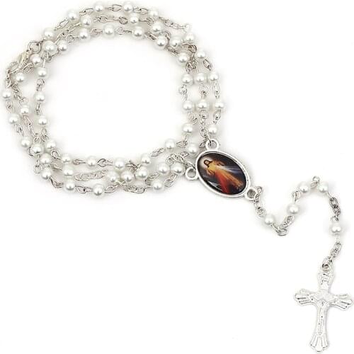 Jewelry 2021 Trend Jesus Cross Rosary Necklace Vintage Cross Pendant Catholic Necklace Gifts Wholesale Zinc Alloy Accessories