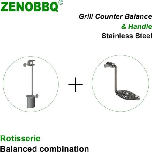 ZENOBBQ Spit Rotisserie Grill Counter Balance Weight with Handle Stainless Steel Balanced combination Accessories
