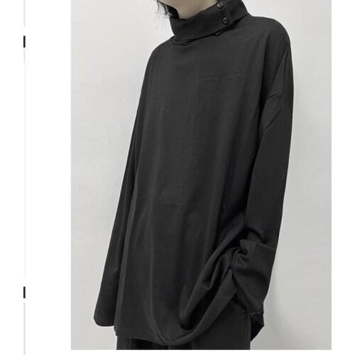 Long Sleeve T Shirt Men Early Autumn Yamamoto Wind High Neck Bottoming Shirt Design Sense Long-sleeved T-shirt Hairstylist