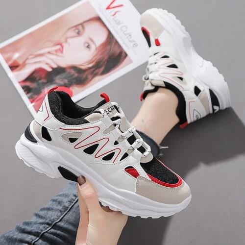 Vulcanize Shoes Women Fashion Sneakers 2021 New Wild Version Of The Breathable Students Dad Shoes Women Ins Casual Shoes Female