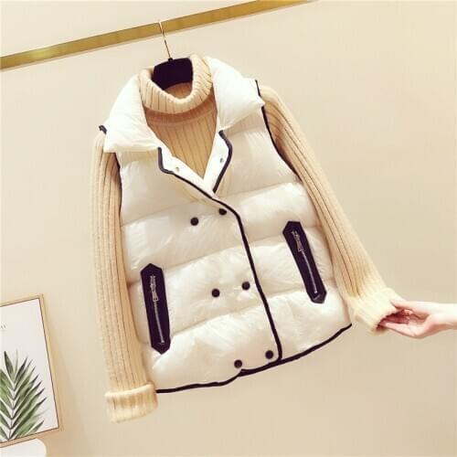 Waistcoat Women Vests New 2020 Sleeveless Jacket Women Clothing Short Slim Thickening Warm Vest Female Jackets Black White