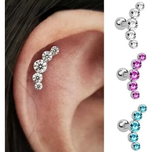 1 Piece Pierced Stud Earrings Stainless Steel Czech Zircon Stud Earrings Cartilage Spiral Small Ball Earbone Nail / Stick