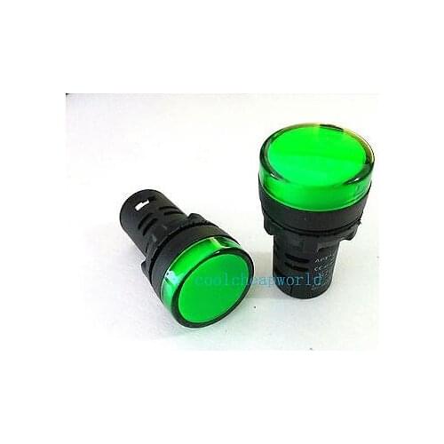 10pcs12v 24v 110V 220v 22mm Green LED Power Indicator Signal Light