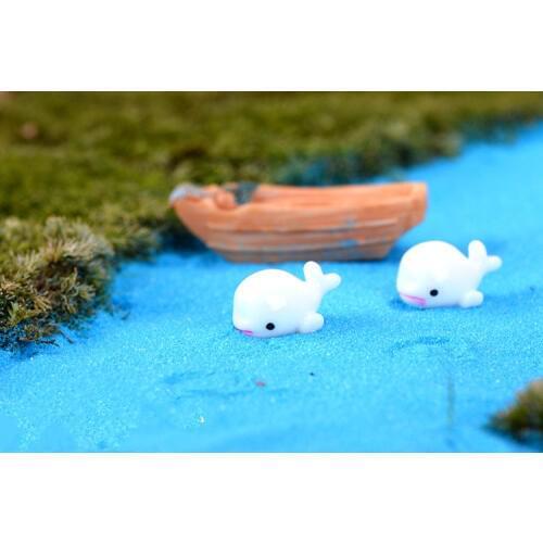 20pcs/lot White Dolphin Small Ornament Plant Bonsai decoration Resin Aquarium Moss Micro landscape Figurines & Miniatures KS 020
