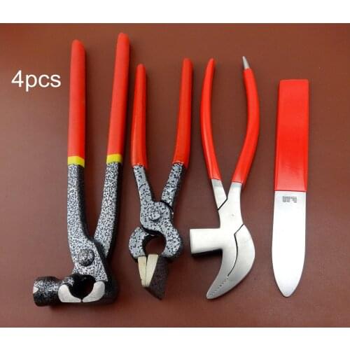 4pcs Leather Craft Shoemaker Cobbler Multi Hammer Pliers Paste Pry Open Sole Board Tool Set - Knife Cutter Punch Chisel Edger
