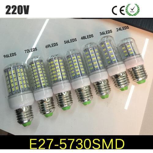 SMD 5730 E27 220V 110V LED Lamp 24/36/48/56/69/72/96 LED Lights Corn Bulb Chandelier Candle Lighting Home Decoration 4pcs