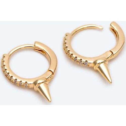 4pcs Gold Spiky Earrings, Spike Hoop Earrings 13x18mm, Dainty Huggie Earrings (GB-2355)