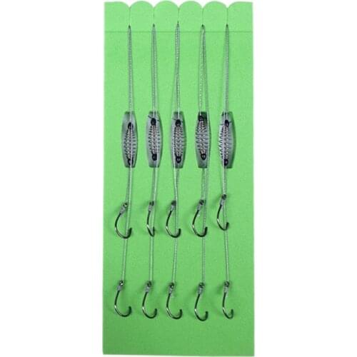 5 Pcs/Set Double Hook Fishing Line Barbed Carp Hooks Bait Feeder Spring Fish Line Hook