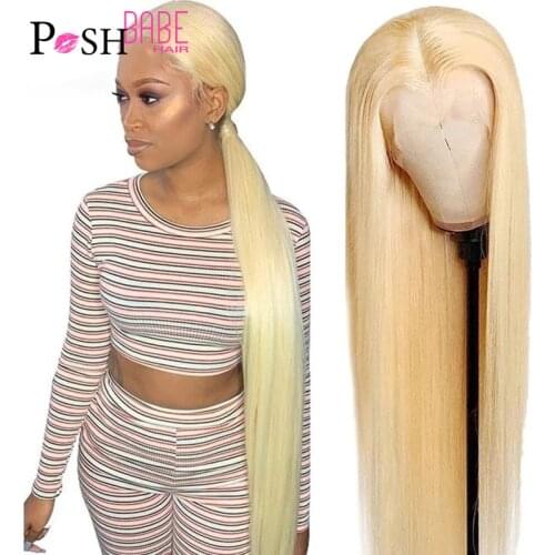 613 Honey Blonde Color Remy Brazilian Straight Lace Front Human Hair Wig 8 - 32 inch 1B 613 Ombre Frontal Wigs for Black Women