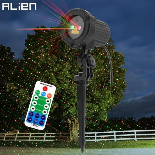 ALIEN Remote Christmas Outdoor RG Laser Light Show Projector Waterproof Lights For Holiday Xmas Tree Decorations Garden Lighting