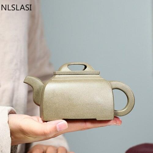Authentic Yixing Purple Clay Tea Pot Handmade Square Teapot Raw ore Beauty Kettle Chinese Tea Ceremony Customized Gifts 340ml