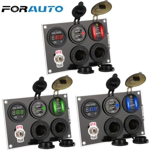 Car Switch Panel Dual USB Port ON-Off Rocker Toggle Waterproof for Car Marine Boat Combination QC3.0 & PD Quick Charge
