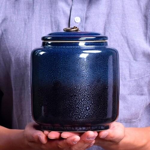 Tea Storage Jar Container with Lid Ceramic Tea Cans Household Candy Airtight Jars Living Room Tableware Storage Supplies