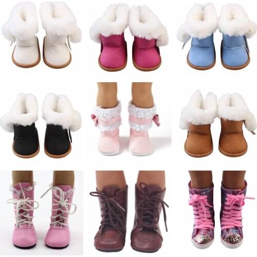 7cm PU Leather Boot/Snow Boots Shoes For 18 inch American Doll 43cm Baby Dolls Fashion Gifts for Girl Doll Accessories