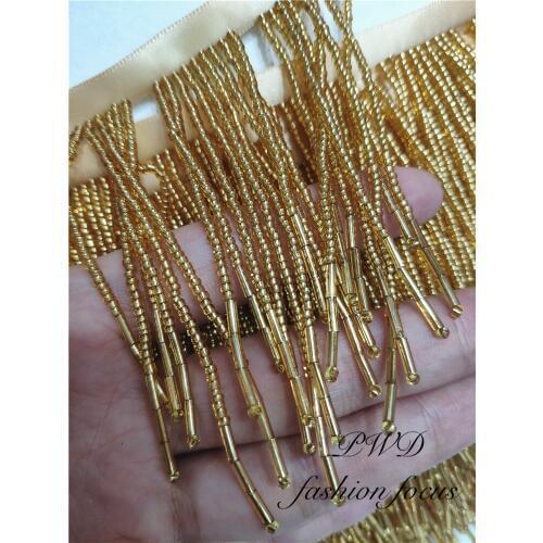 Beads fringe ribbon glass tassel ribbon beaded fringe trim lace tassel trim for wedding bridal gown dress/party sewing