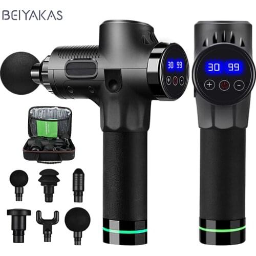 Electric massage gun LCD display 30-speed deep tissue percussion muscle massager to relieve pain, relax and shape fascia gun