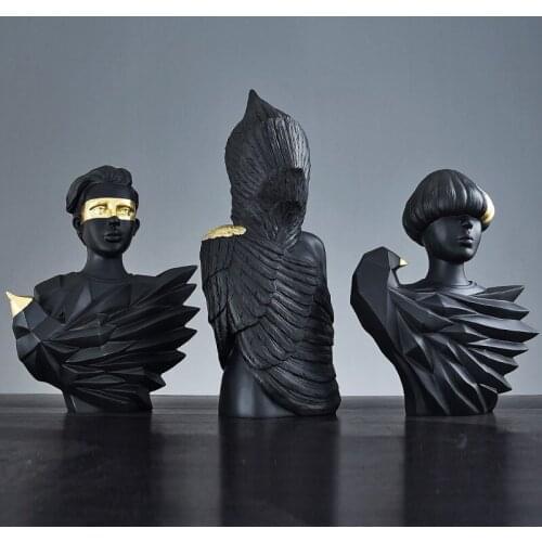 EUROPEAN CREATIVE BLACK CHARACTER DECORATION RESIN SCULPTURE CRAFTS MODEL ROOM STUDY ROOM FURNISHINGS OFFICE HOTEL ORNAMENT ART
