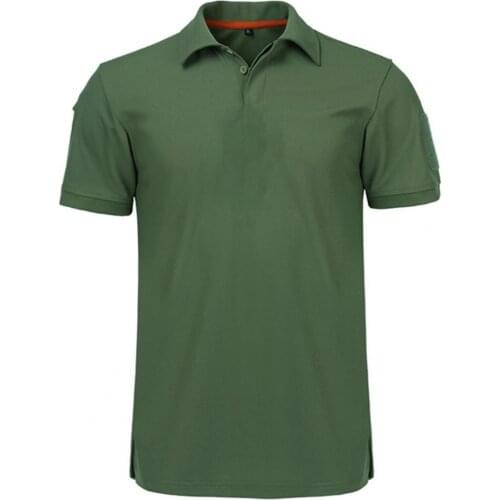 Fashion Men Military T-shirt Lapel Short Sleeve Solid Color Buttons Quick Drying Top Comfortable to wear for Outdoor Sports
