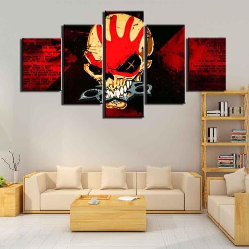 HD Print 5 Pieces Canvas Art Decoration Pictures Skull Terror Posters Painting Wall Art Home Decoration for Living Room
