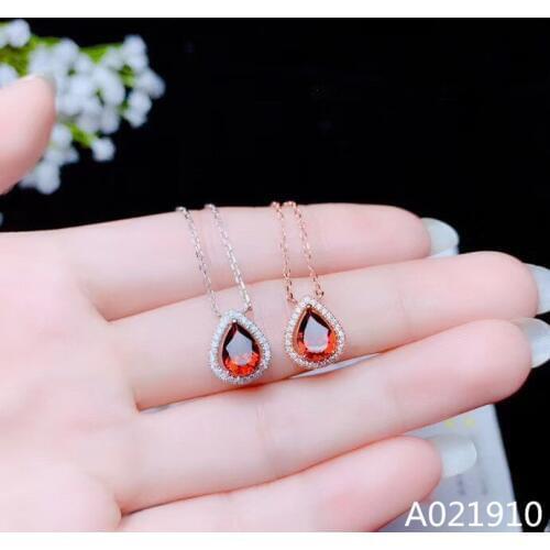 KJJEAXCMY boutique jewelry 925 sterling silver inlaid natural Garnet gemstone female necklace pendant support test exquisite