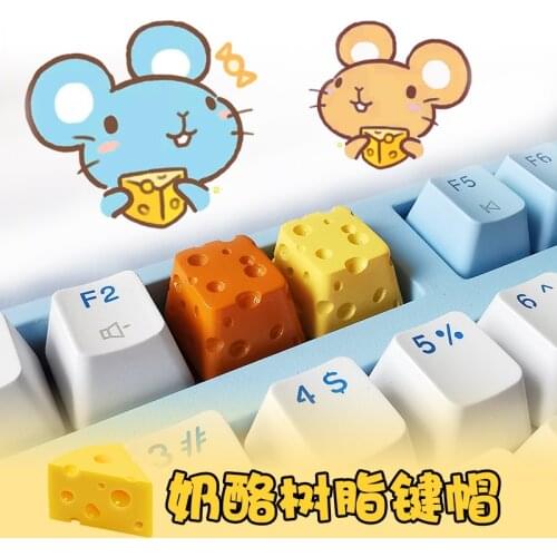 1pc resin cheese keycap For MX Mechanical Keyboard personality Keycaps handmade customized light-transmitting cute R4 Key Cap